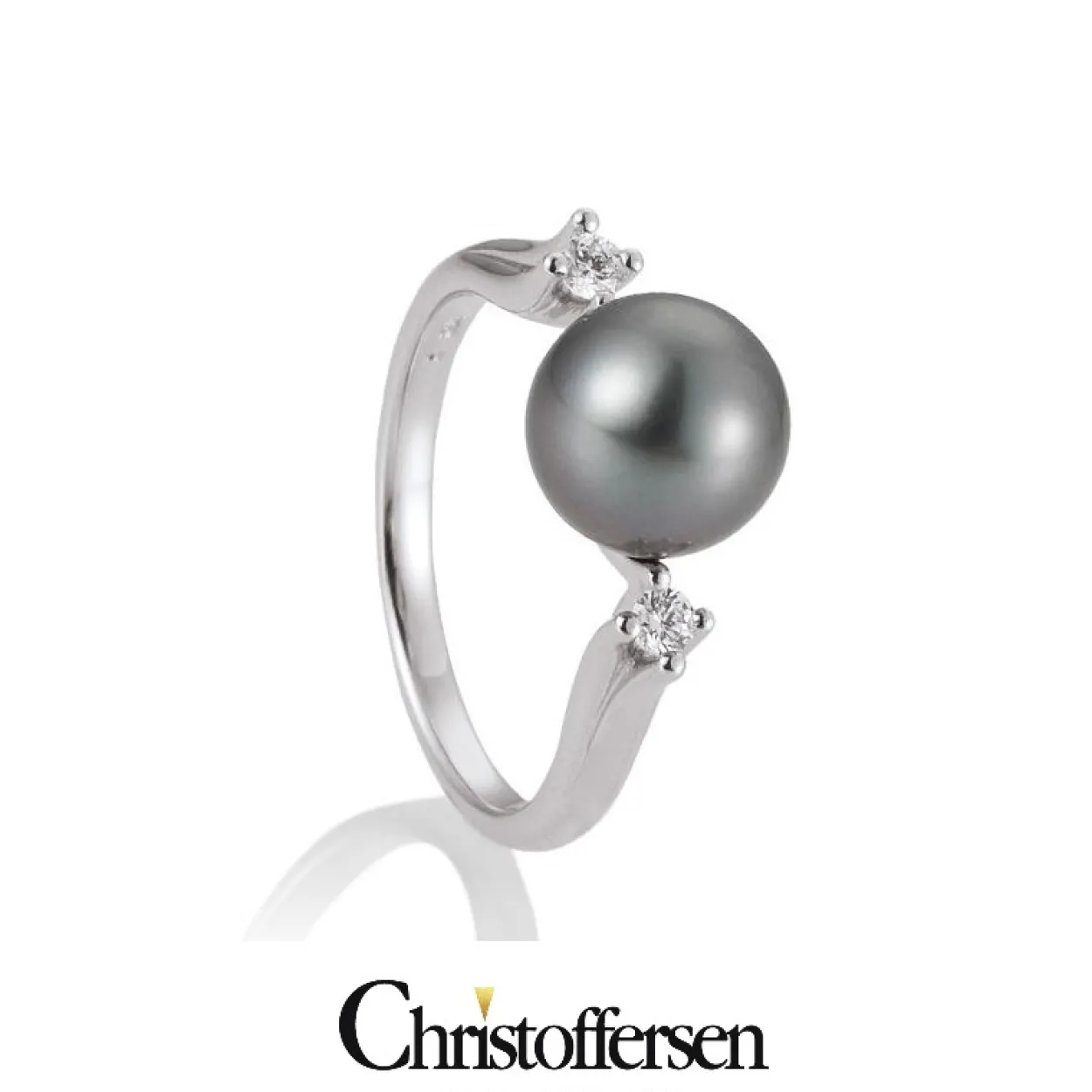 SAINT MAURICE RING 14 KARAT HVIDGULD MED TAHITI PERLE - 4183606-0