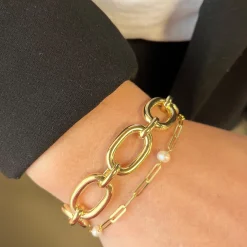 SCROUPLES ARMBÅND SØLV FORGYLDT LÆNKE - 38562A,M