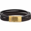 SCROUPLES FORCE ARMBÅND LÆDER BRUN 21 CM MED 3 RÆKKER - 03681A,M