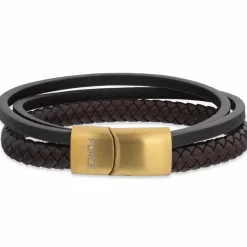 SCROUPLES FORCE ARMBÅND LÆDER BRUN 21 CM MED 3 RÆKKER - 03681A,M