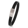 SCROUPLES FORCE HERRE ARMBÅND SORT LÆDER MED STÅL LÅS- 03071,21