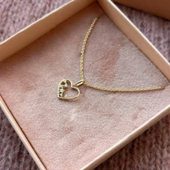 SCROUPLES HJERTE VEDHÆNG I 8 KARAT GULD MED 6 ZIRKONIA STENE - 215683