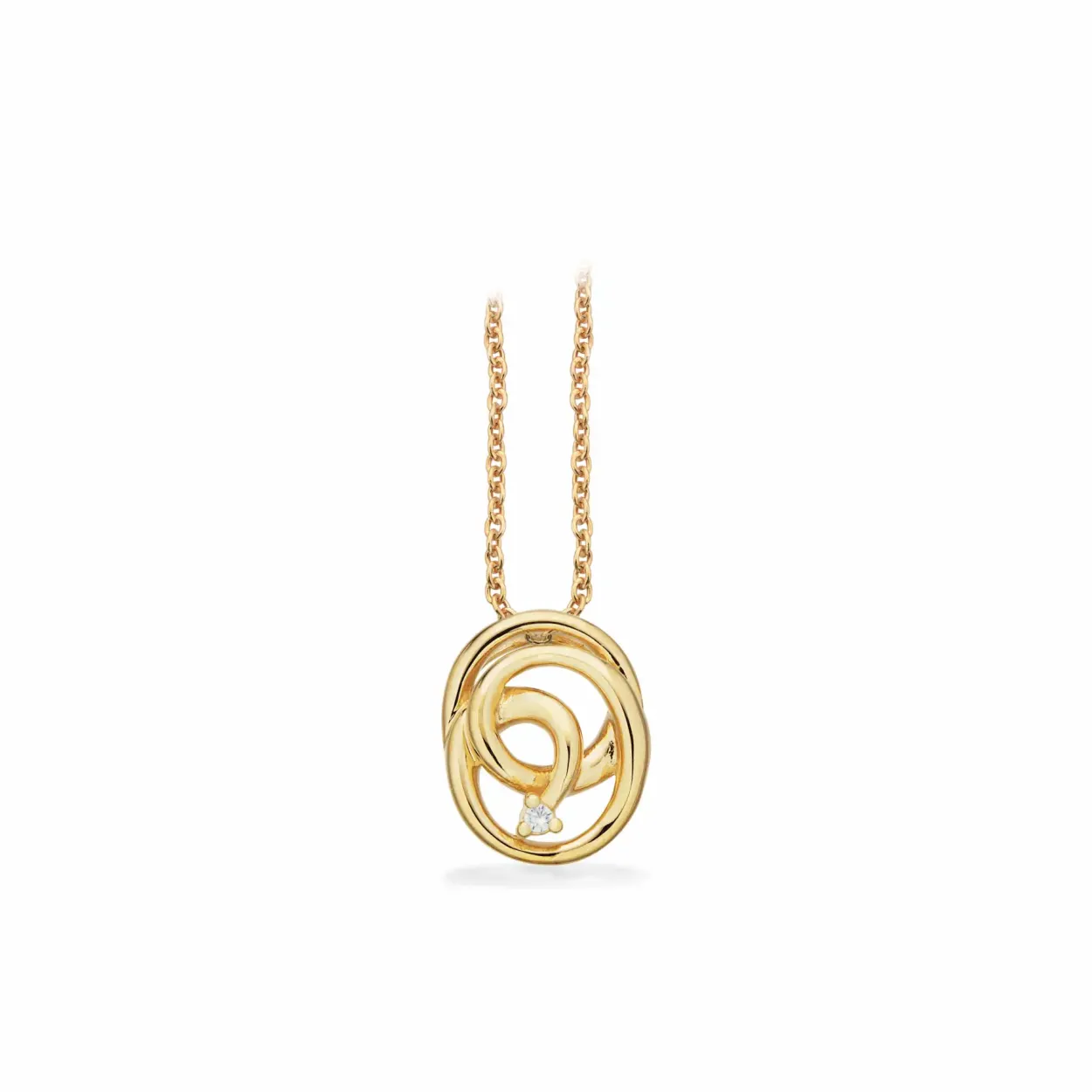 SCROUPLES 8 KARAT GULD HALSKÆDE OVAL KNUDE MED EN ZIRKON - 214283