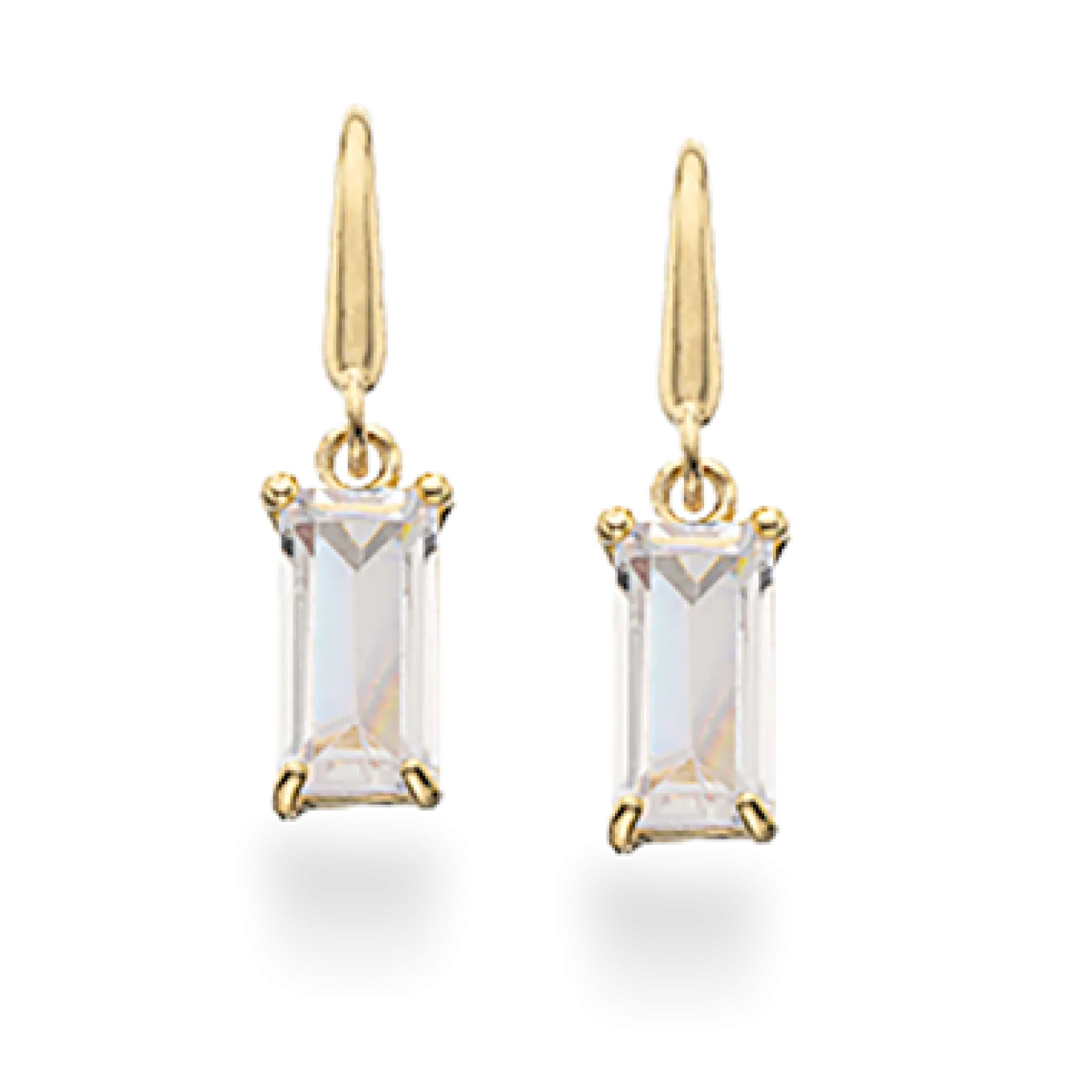 SCROUPLES 8 KARAT GULD ØRERINGE BAGUETTE ZIRKON - 119973