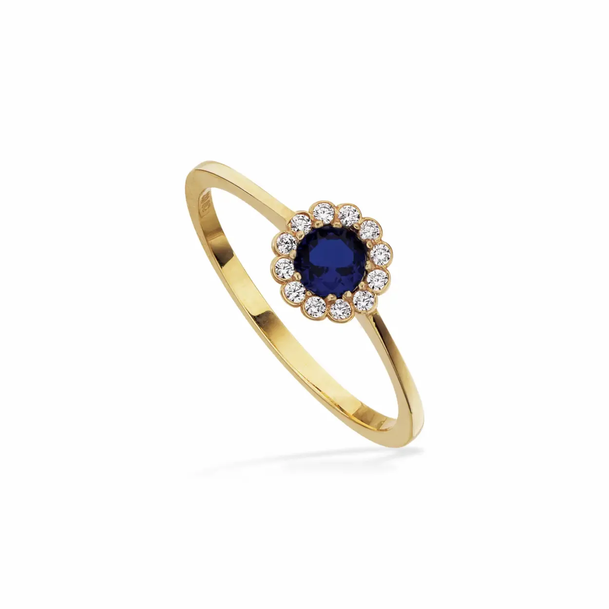SCROUPLES 8 KARATS GULD RING MED BLÅ OG HVIDE ZIRKONER - 713953