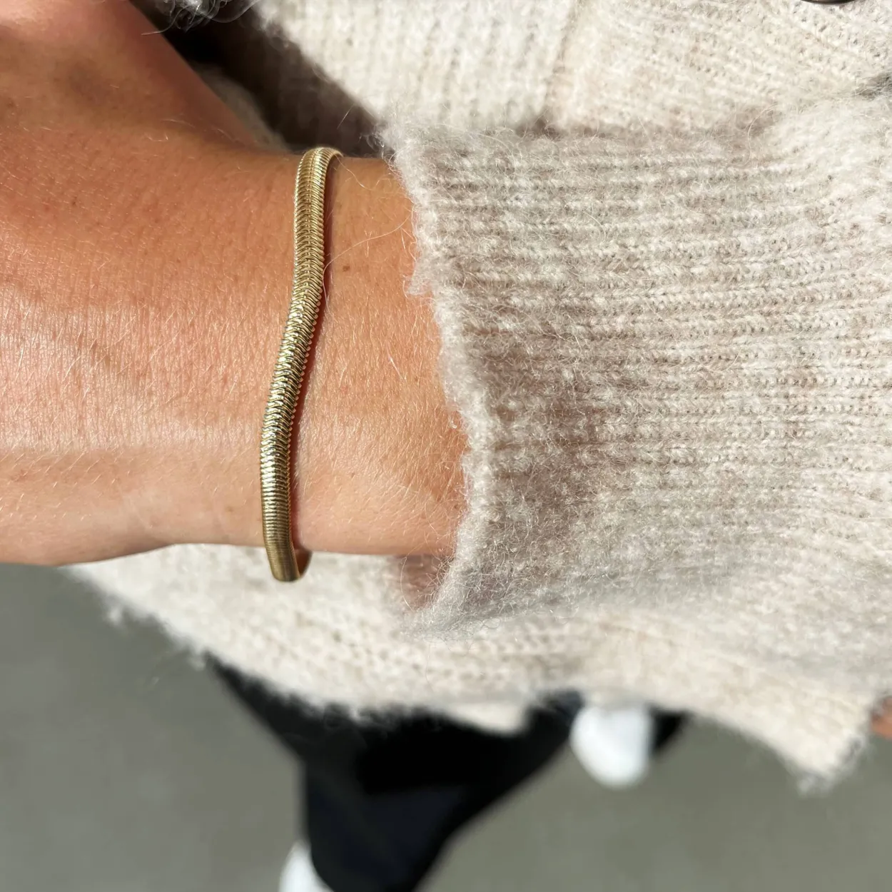 SCROUPLES OVAL FORGYLDT SØLV SLANGE ARMBÅND - 38392A,M