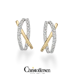 SCROUPLES ØRERINGE 14 KARAT GULD OG HVIDGULD MED DIAMANTER 0,13 CARAT - 120476
