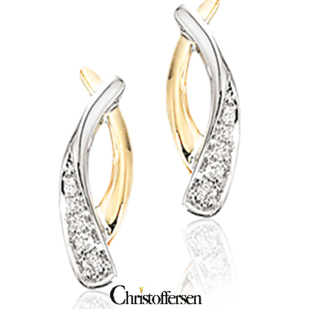 SCROUPLES ØRERINGE 14 KARAT GULD MED BRILLANTER 0,06 CARAT - 114726