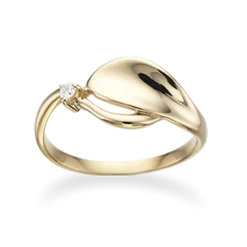 SCROUPLES RING 14 KARAT GULD BLAD MED BRILLANT 0,03 CARAT - 712445