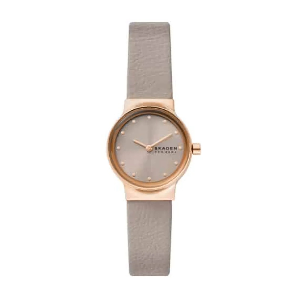 SKAGEN FREJA LILLE UR DAME ROSA MED LÆDERREM - SKW3005
