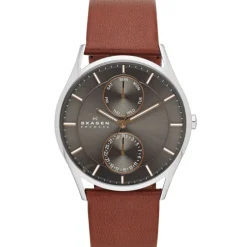 SKAGEN HOLST MULTIFUNKTION STÅL OG ROSA FARVET MED BRUN REM - SKW6086
