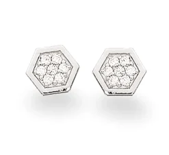 SØLV ØRERING PLADE MED SYNTETISK ZIRKONIA