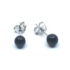 SØLV RHODINERET ØRESTIK MED RUND SORT ONYX 3 MM