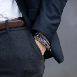 SON OF NOA LÆDER ARMBÅND FLET GRÅ 23 CM - 80970239323