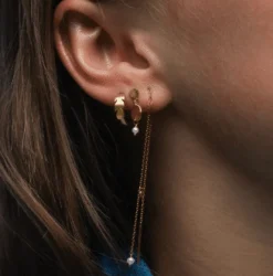 STINE A DANGLING PETIT COIN ØRERING SØLV FORGYLDT - 1126-02-S-Pearl