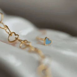 STINE A PETIT LOVE HEART ØRERING SØLV FORGYLDT - 1181-02-Light Blue