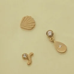 STINE A ØRERING SØLVFORGYLDT PETIT SHELL MUSLING - 1030-02-S