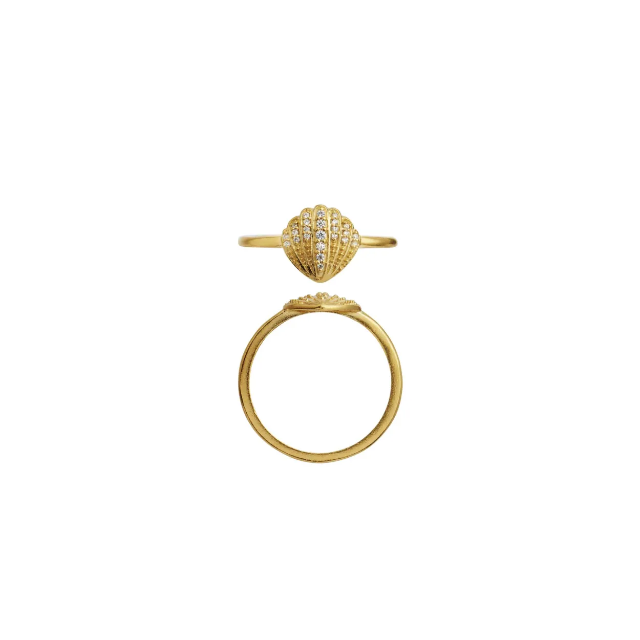 STINE A VINTAGE SHELL RING FORGYLDT SØLV MED STENE - 4051-02