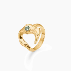 STUDIO Z LUNAR RING FORGYLDT SØLV MED GRØN STEN - 7247883