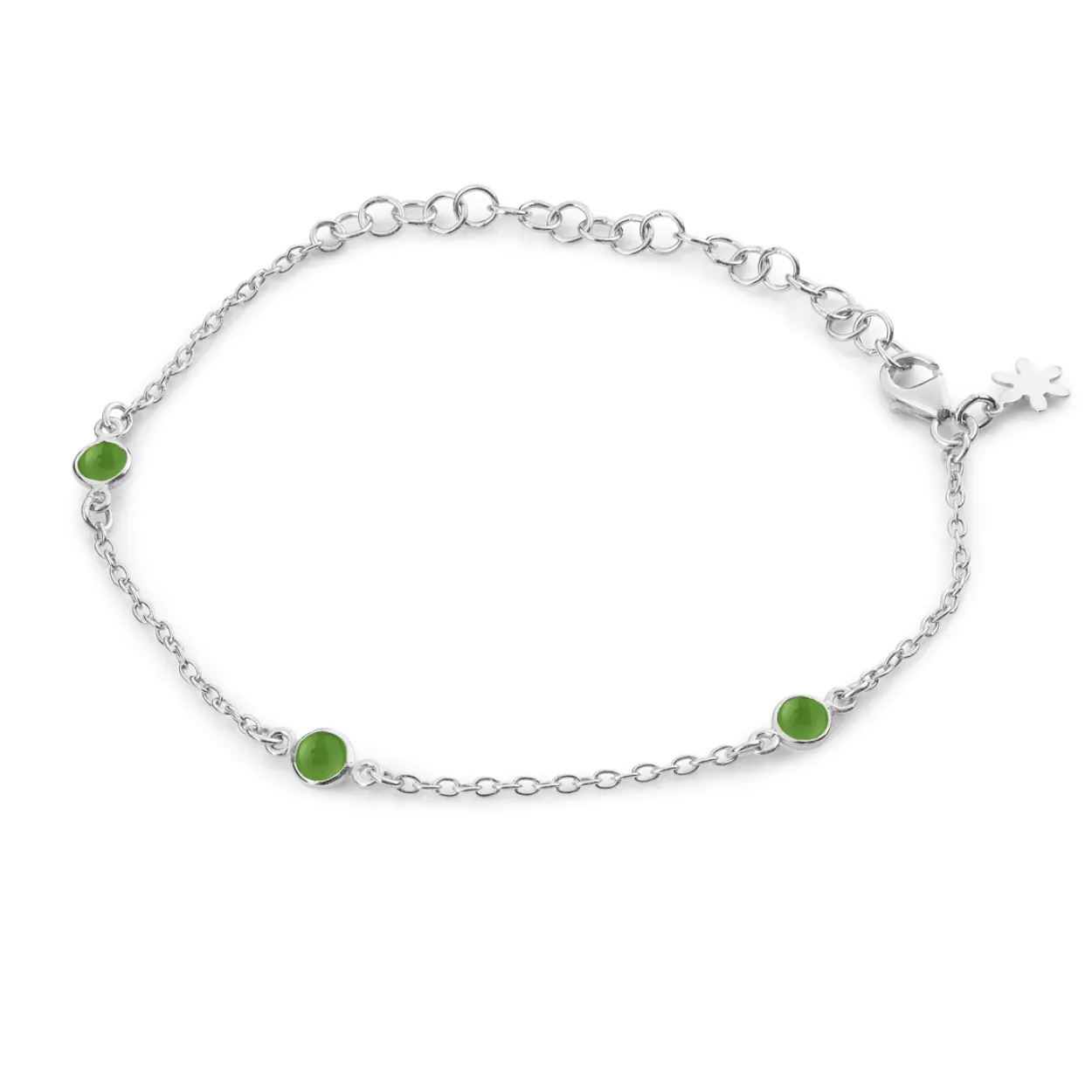 SUSANNE FRIIS BJØRNER ARMBÅND SØLV MED GRØN AGAT - 1585-1-102
