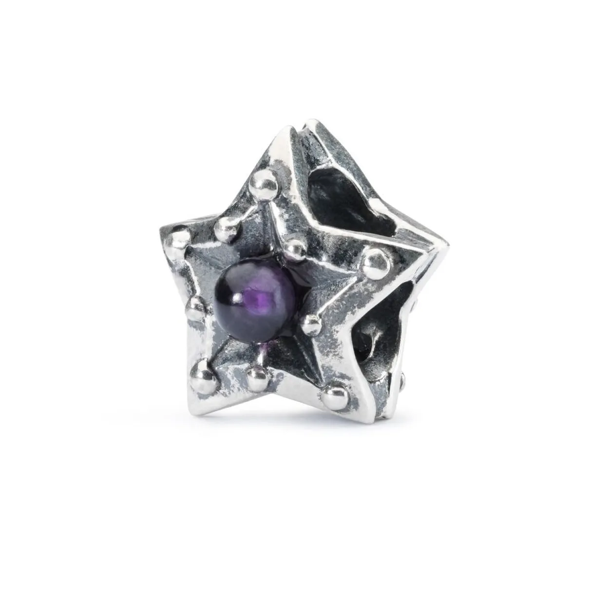 TROLLBEADS 'STJERNE AF RO' SØLV KUGLE MED AMETYST - TAGBE-00221